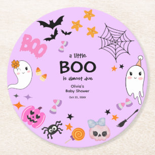 Dessous-de-verre Rond En Papier Purple A Little Boo Jote Baby shower Halloween