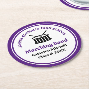 Dessous-de-verre Rond En Papier Purple High School Marching Band Graduation Party