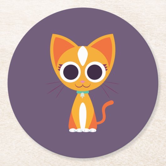 Dessous-de-verre Rond En Papier Purrl le chat (Devant)