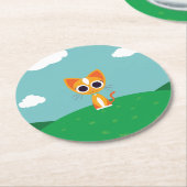 Dessous-de-verre Rond En Papier Purrl le chat (Incliné)