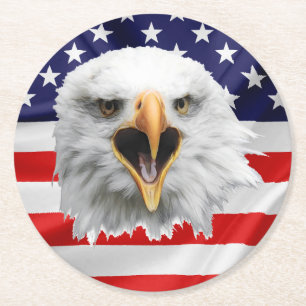 Dessous-de-verre Rond En Papier Pygargue à tête blanche cadeau patriotique agréabl