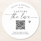 Dessous-de-verre Rond En Papier QR Code Wedding Modern Elegant Photo Sharing (Devant)