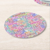 Dessous-de-verre Rond En Papier Question Apprendre Nuage MotssTexte Motif Message (Incliné)