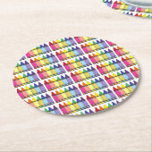Dessous-de-verre Rond En Papier Rainbow Crayons Artist Art Class Anniversaire (Incliné)