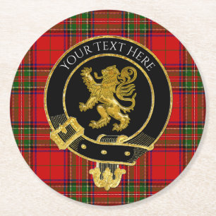 Dessous-de-verre Rond En Papier Rampart Tartan de la crête de clan écossaise
