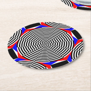 Dessous-de-verre Rond En Papier Rayonnement noir et blanc par Kenneth Yoncich