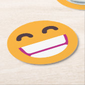 Dessous-de-verre Rond En Papier Rayonnement Visage Souriant Yeux mignons Couleurs (Incliné)