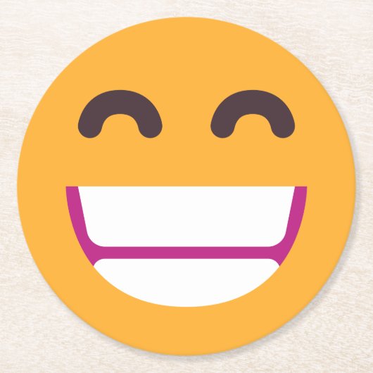 Dessous-de-verre Rond En Papier Rayonnement Visage Souriant Yeux mignons Couleurs (Devant)