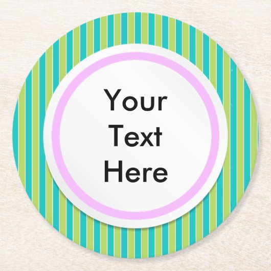 Dessous-de-verre Rond En Papier Rayures vertes (Devant)