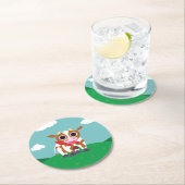 Dessous-de-verre Rond En Papier Reba la vache (En situation)