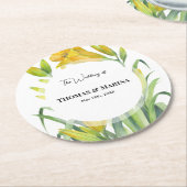 Dessous-de-verre Rond En Papier Réception de mariage Jaune Lys (Incliné)