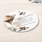 Dessous-de-verre Rond En Papier Recette de Martini Espresso (Incliné)