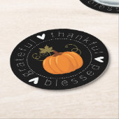 Dessous-de-verre Rond En Papier Reconnaissante, Reconnaissante, Heureuse, Bénie Ci (Incliné)