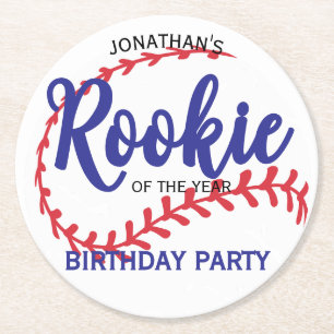 Dessous-de-verre Rond En Papier Recrue de l'année Baseball 1er anniversaire