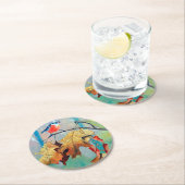 Dessous-de-verre Rond En Papier Red Breasted Coaster (En situation)