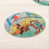 Dessous-de-verre Rond En Papier Red Breasted Coaster (Incliné)