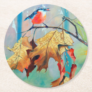 Dessous-de-verre Rond En Papier Red Breasted Coaster