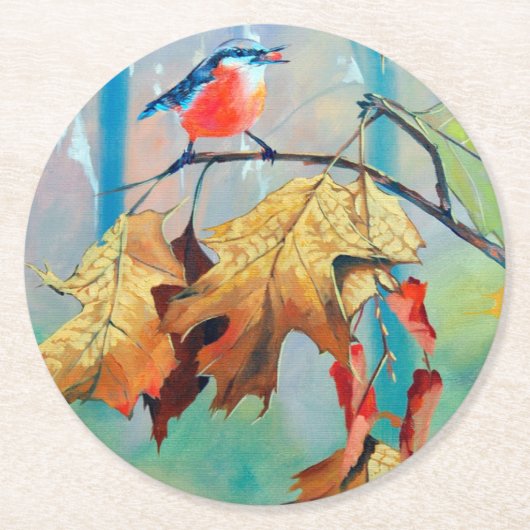 Dessous-de-verre Rond En Papier Red Breasted Coaster (Devant)