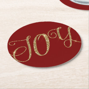 Dessous-de-verre Rond En Papier Red Gold Parties scintillant Joie Noël