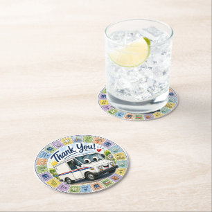 Dessous-de-verre Rond En Papier Remerciement aux travailleurs postaux appréciation