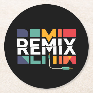 Dessous-de-verre Rond En Papier Remix Audio | Graphisme Géométrique Rétro Musique