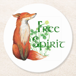 Dessous-de-verre Rond En Papier renard d'esprit libre