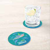 Dessous-de-verre Rond En Papier Requin souriant sous la mer garçon fête d'annivers (En situation)