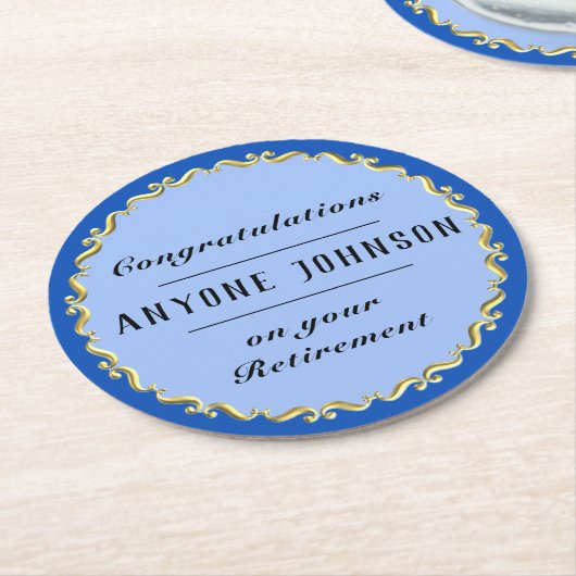 Dessous-de-verre Rond En Papier Retirement Gold-scroll Design personalize (Incliné)