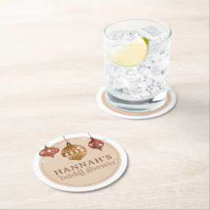 Dessous-de-verre Rond En Papier Retro Boho Noël Bauble Ornement Fête des mariées