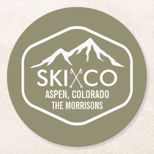 Dessous-de-verre Rond En Papier Rétro coutume d'Aspen le Colorado de logo de