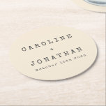 Dessous-de-verre Rond En Papier Rétro minimaliste de la machine à écrire mariage p<br><div class="desc">Police minimaliste Retro Police Dessous de verre de papier rond de mariage personnalisé en crème</div>