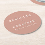 Dessous-de-verre Rond En Papier Rétro minimaliste Dusty Rose Mariage<br><div class="desc">Police minimaliste Retro Dessous de verre de papier rond de mariage personnalisé en Rose Dusty avec typographie blanche</div>