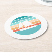 Dessous-de-verre Rond En Papier Retro Sunset Effet Perdu + Voilier (Incliné)