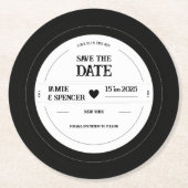 Dessous-de-verre Rond En Papier Rétro Unique Vinyl Enregistrement Mariage Enregist (Devant)