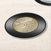 Dessous-de-verre Rond En Papier Retro Vinyl Enregistrer la date Annonces Rou (Incliné)