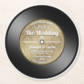 Dessous-de-verre Rond En Papier Retro Vinyl Enregistrer la date Annonces Rou (Devant)