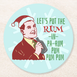 Dessous-de-verre Rond En Papier Rétros vacances d'adulte de rhum de fête de Noë