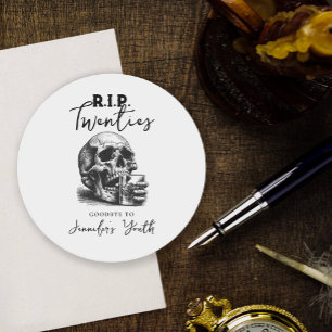 Dessous-de-verre Rond En Papier RIP Années Halloween Crâne 30e fête d'anniversaire