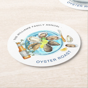 Dessous-de-verre Rond En Papier Robe d'huître d'été Cuisine de fruits de mer