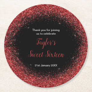 Dessous-de-verre Rond En Papier Robe Rouge Lumineuse Faux Parties scintillant Douc