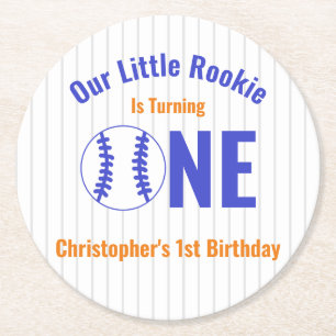Dessous-de-verre Rond En Papier Rookie Baseball 1er anniversaire