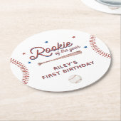 Dessous-de-verre Rond En Papier Rookie de l'année Première fête d'anniversaire (Incliné)