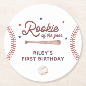 Dessous-de-verre Rond En Papier Rookie de l'année Première fête d'anniversaire (Devant)