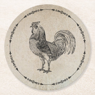 Dessous-de-verre Rond En Papier Rooster vintage