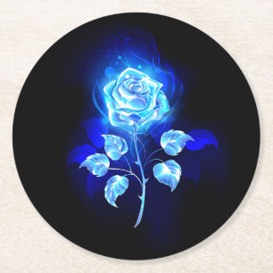Dessous-de-verre Rond En Papier Rose bleu brûlant