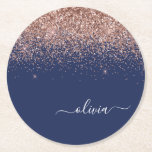 Dessous-de-verre Rond En Papier Rose bleu marine Gold Blush Pink Parties scintilla<br><div class="desc">Rose et bleu marine - Blush Pink Sparkle Parties scintillant Script Monogramme Nom Dessous de verre papier. Cela fait le cadeau parfait de remise de diplômes,  anniversaire,  mariage,  douche nuptiale,  anniversaire,  baby shower ou bachelorette pour quelqu'un qui aime le luxe glam et les styles chic.</div>