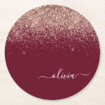Dessous-de-verre Rond En Papier Rose Bourgogne Gold Blush Pink Parties scintillant<br><div class="desc">Burgundy et or Rose - Blush Pink Sparkle Parties scintillant Script Monogramme Nom Dessous de verre papier. Cela fait le cadeau parfait de remise de diplômes,  anniversaire,  mariage,  douche nuptiale,  anniversaire,  baby shower ou bachelorette pour quelqu'un qui aime le luxe glam et les styles chic.</div>
