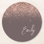 Dessous-de-verre Rond En Papier Rose en terre cuite or bleu Parties scintillant ro<br><div class="desc">Terracotta et Rose Gold - Blush Pink Sparkle Parties scintillant Script Monogramme Nom Dessous de verre papier. Cela fait le cadeau parfait de remise de diplômes,  anniversaire,  mariage,  douche nuptiale,  anniversaire,  baby shower ou bachelorette pour quelqu'un qui aime le luxe glam et les styles chic.</div>