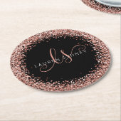 Dessous-de-verre Rond En Papier Rose Gold Blush Pink Parties scintillant Glam Nom (Incliné)