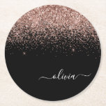 Dessous-de-verre Rond En Papier Rose Gold Blush Pink Parties scintillant Script Mo<br><div class="desc">Black and Rose Gold - Blush Pink Sparkle Parties scintillant Script Monogramme Nom Dessous de verre papier. Cela fait le cadeau parfait de remise de diplômes,  anniversaire,  mariage,  douche nuptiale,  anniversaire,  baby shower ou bachelorette pour quelqu'un qui aime le luxe glam et les styles chic.</div>